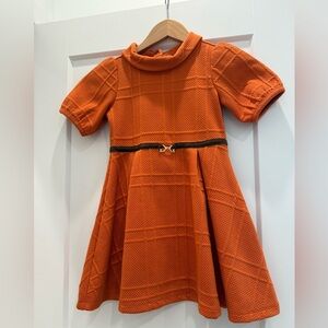 Janie and Jack Orange Textured Kids Dress